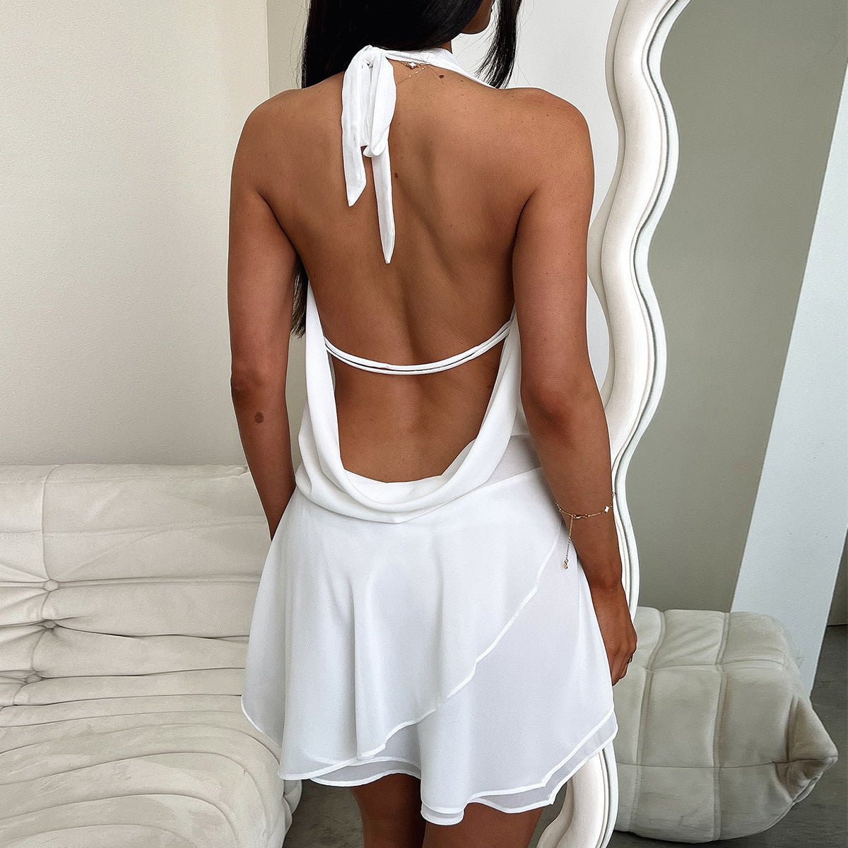 halter backless dress mini Halter Backless Mini Dress