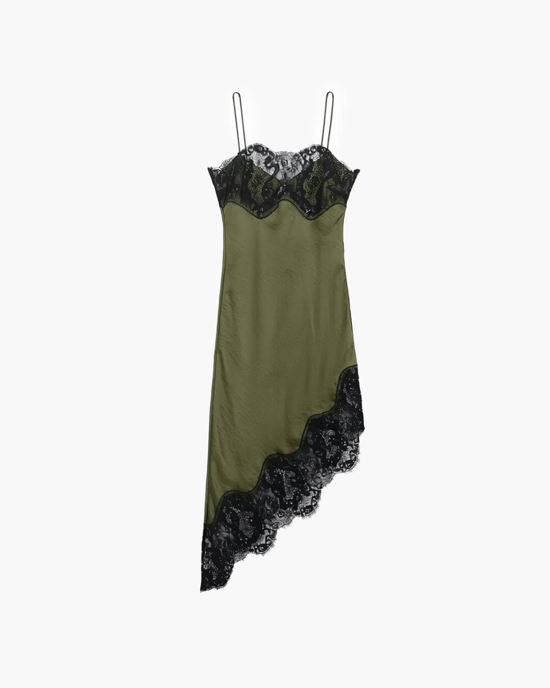 Jenica Lace Satin Sling Dress in Brown, Women's Lace Satin Sling Dress, Lightweight Breathable Summer Dress, Feminine Lace Patchwork, Size L, SOERA