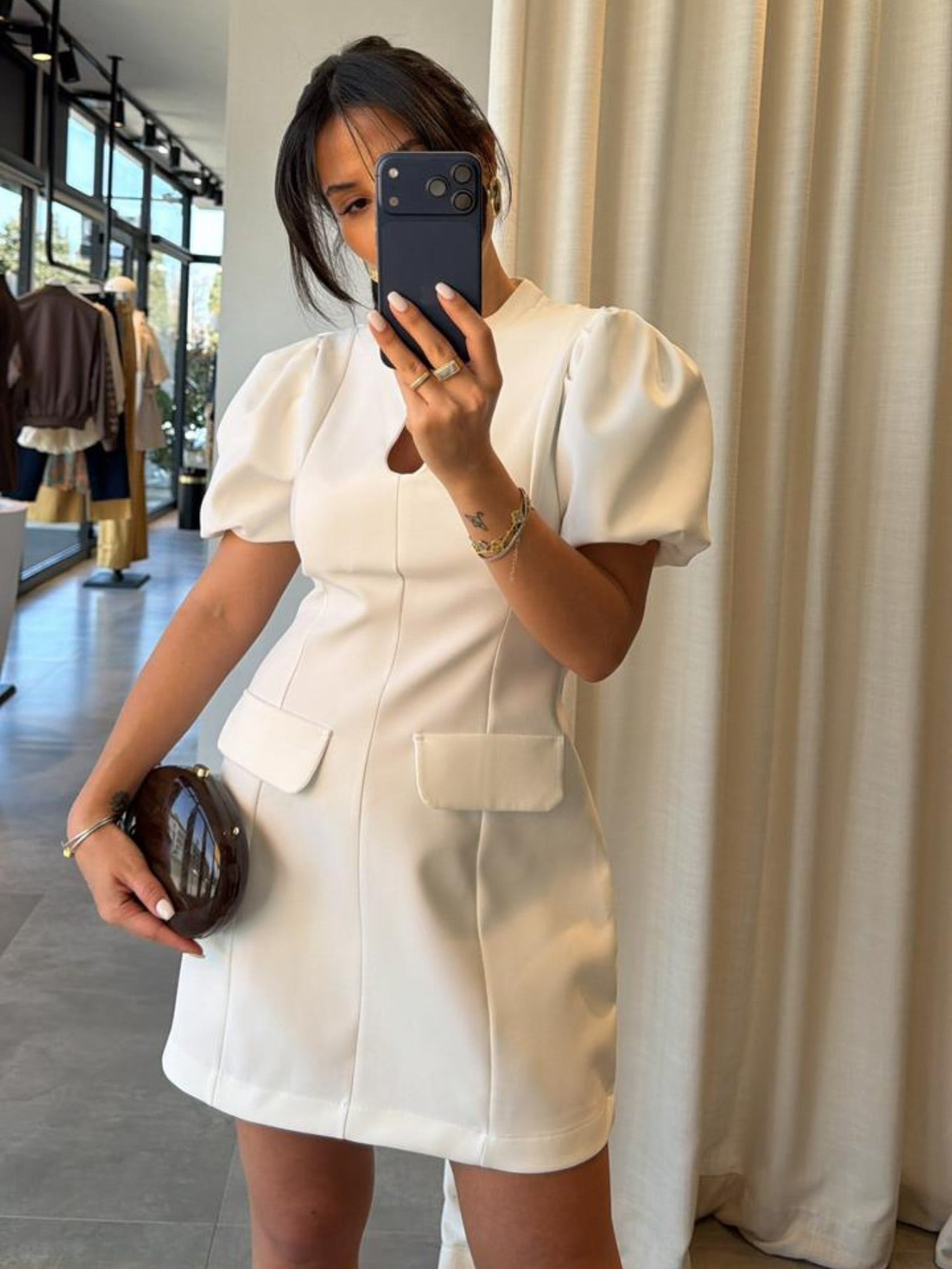 SOERA Julia Puff Sleeves Mini Dress - Dresses - 1005011781523230-;bS1775031591893604319 White L