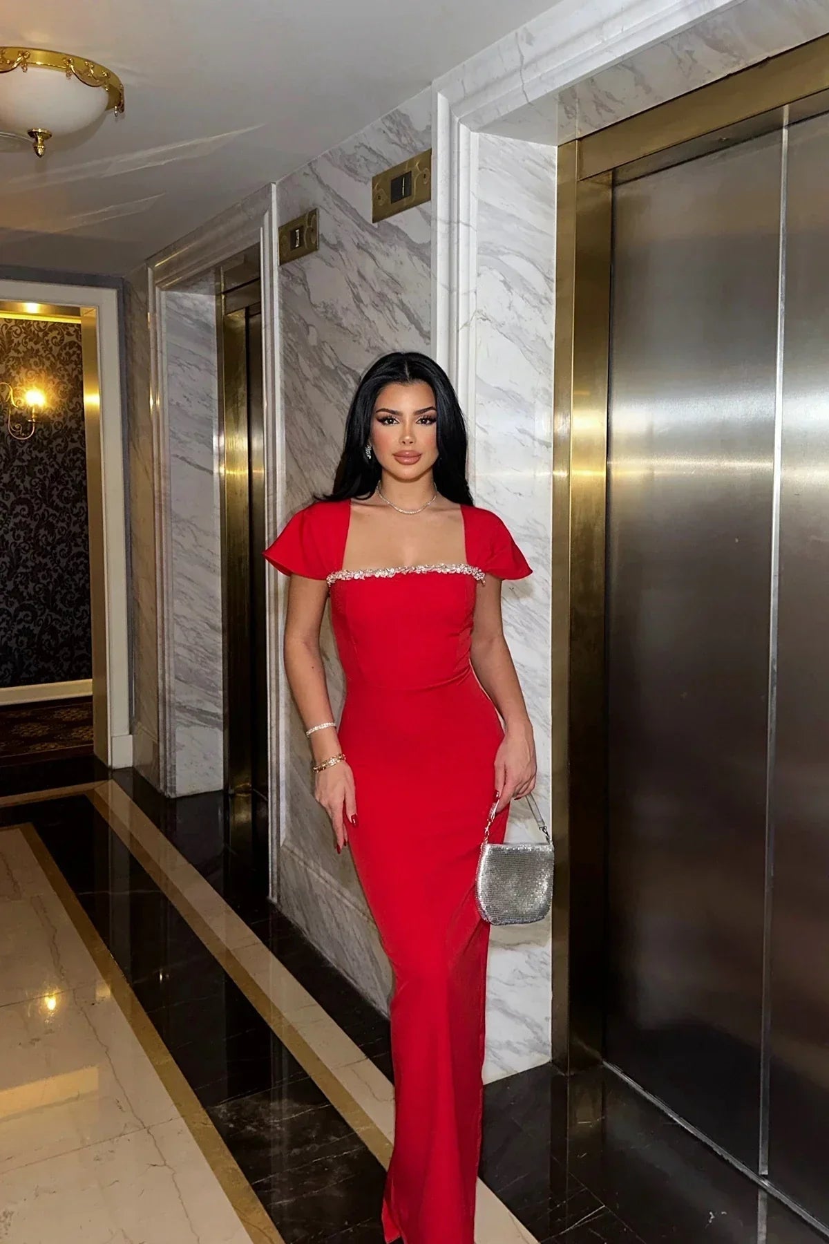 red square neck bodycon dress Big Love Mini Dress