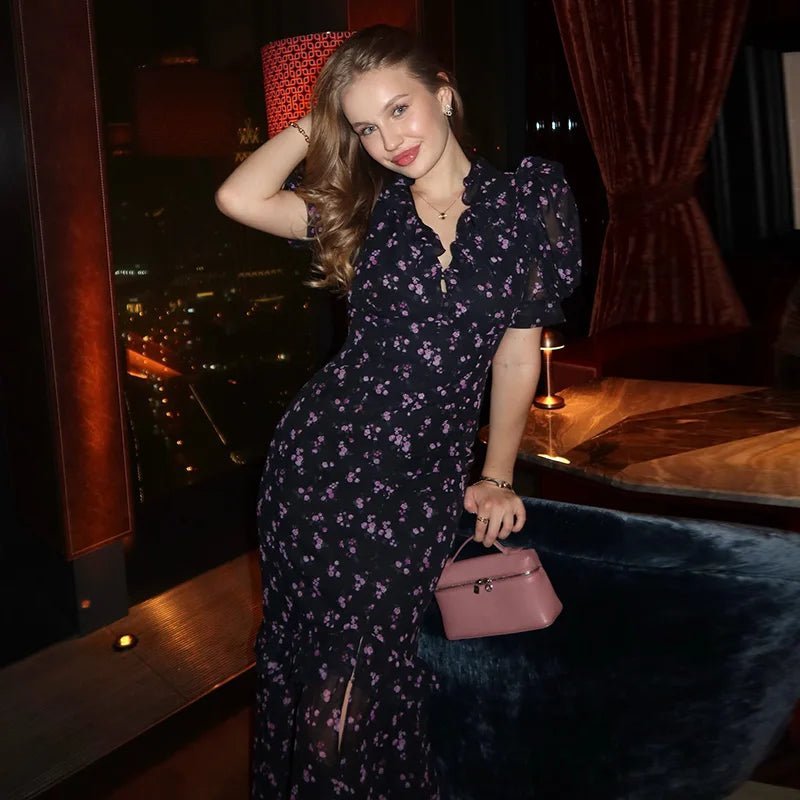 SOERA Klea Floral Puff Sleeve Maxi Dress - Dresses -  Purple Flower L