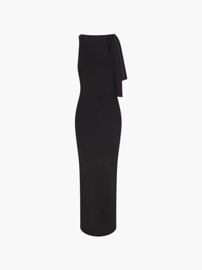Kylie Knotted Maxi dress in Creme, Women's Knotted Maxi Dress, Body-Hugging Silhouette, Stretch Fabric, Evening Wear, SOERA Kylie Knotted Maxi dress in Creme, Women's Knotted Maxi Dress, Body-Hugging Silhouette, Stretch Fabric, Evening Wear, SOERA