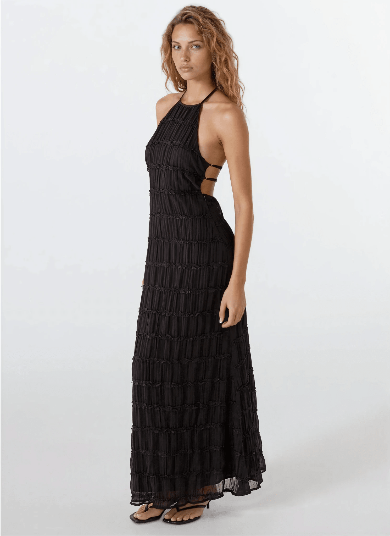 SOERA Leslie Backless Sculpted Texture Maxi Dress - Dresses -  Black S