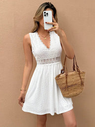 Vestido Lily mini de jacquard con encaje patchwork