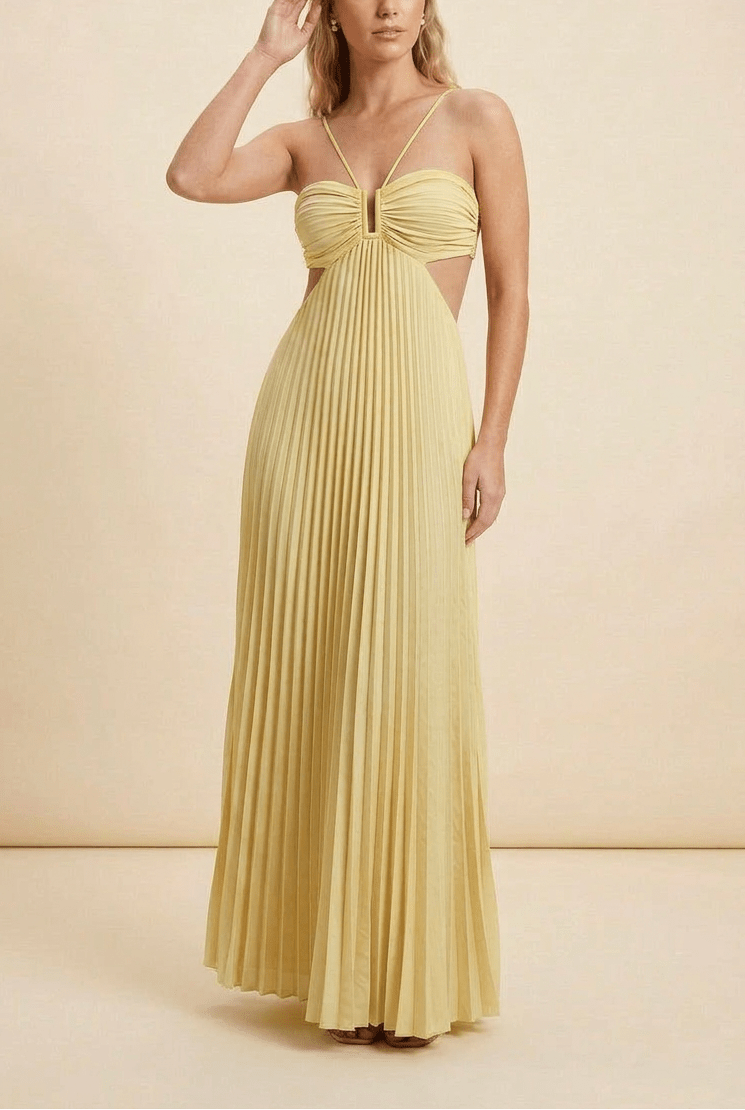 pleated side cutout maxi dress Red / S