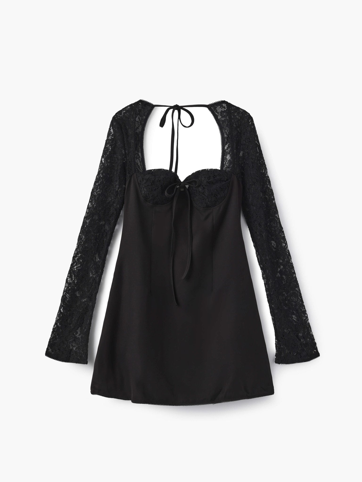 Louise Mini Dress with Lace details in black, Women's Mini Dress with Lace Details, Satin Romantic Elegant Short Dress, SOERA Louise Mini Dress with Lace details in black, Women's Mini Dress with Lace Details, Satin Romantic Elegant Short Dress, SOERA
