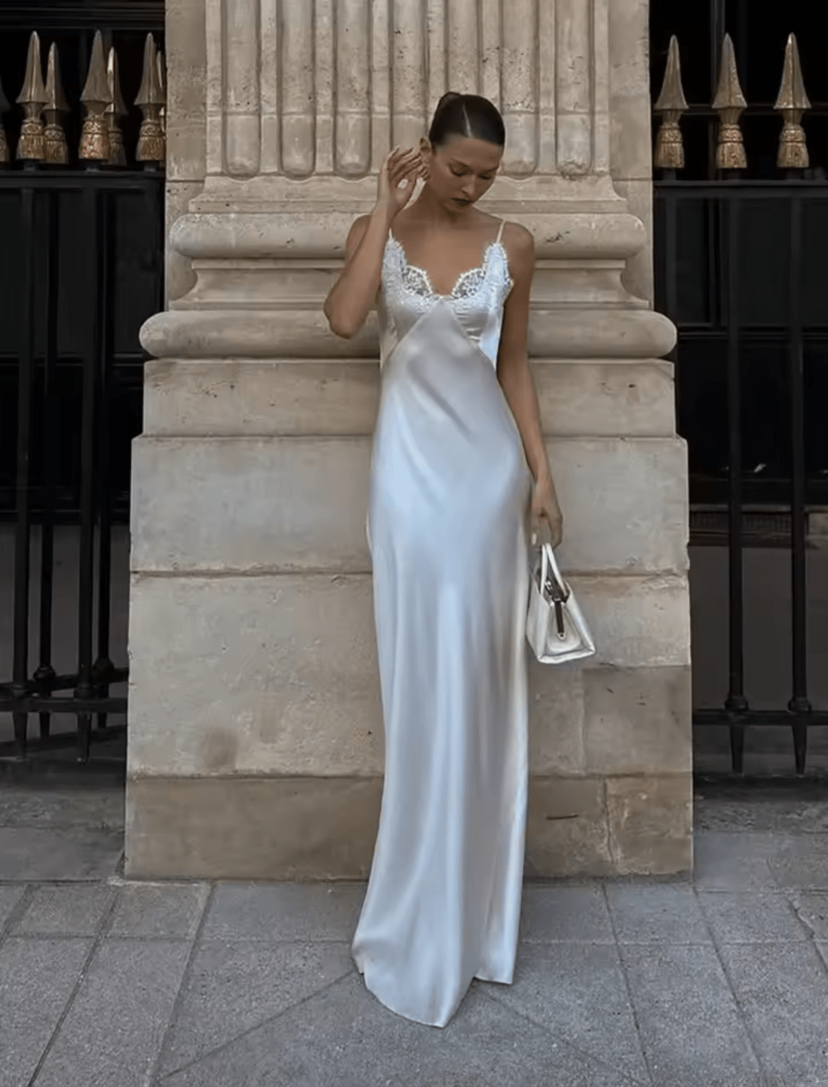 SOERA Piper Satin Lace Maxi Dress - Dresses - 1005009954790316-;VF1774621553238192025 White S