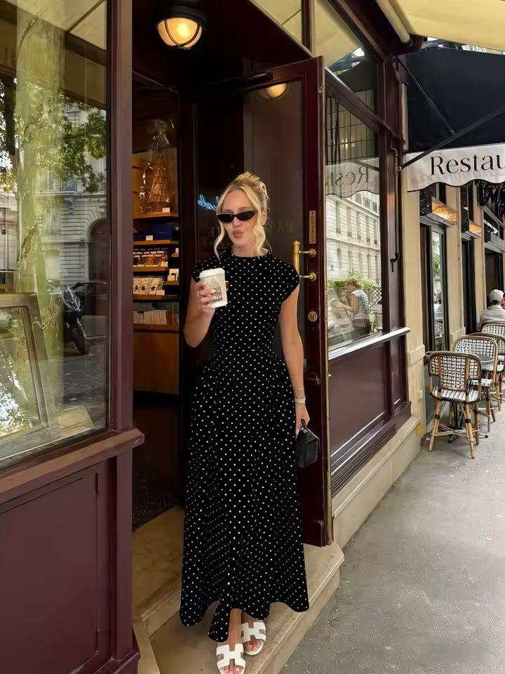 Bianca Flare Maxi Dress with Cap Sleeves in Black, Women's Flare Maxi Dress with Cap Sleeves, Flowing Silhouette Timeless Feminine, SOERA