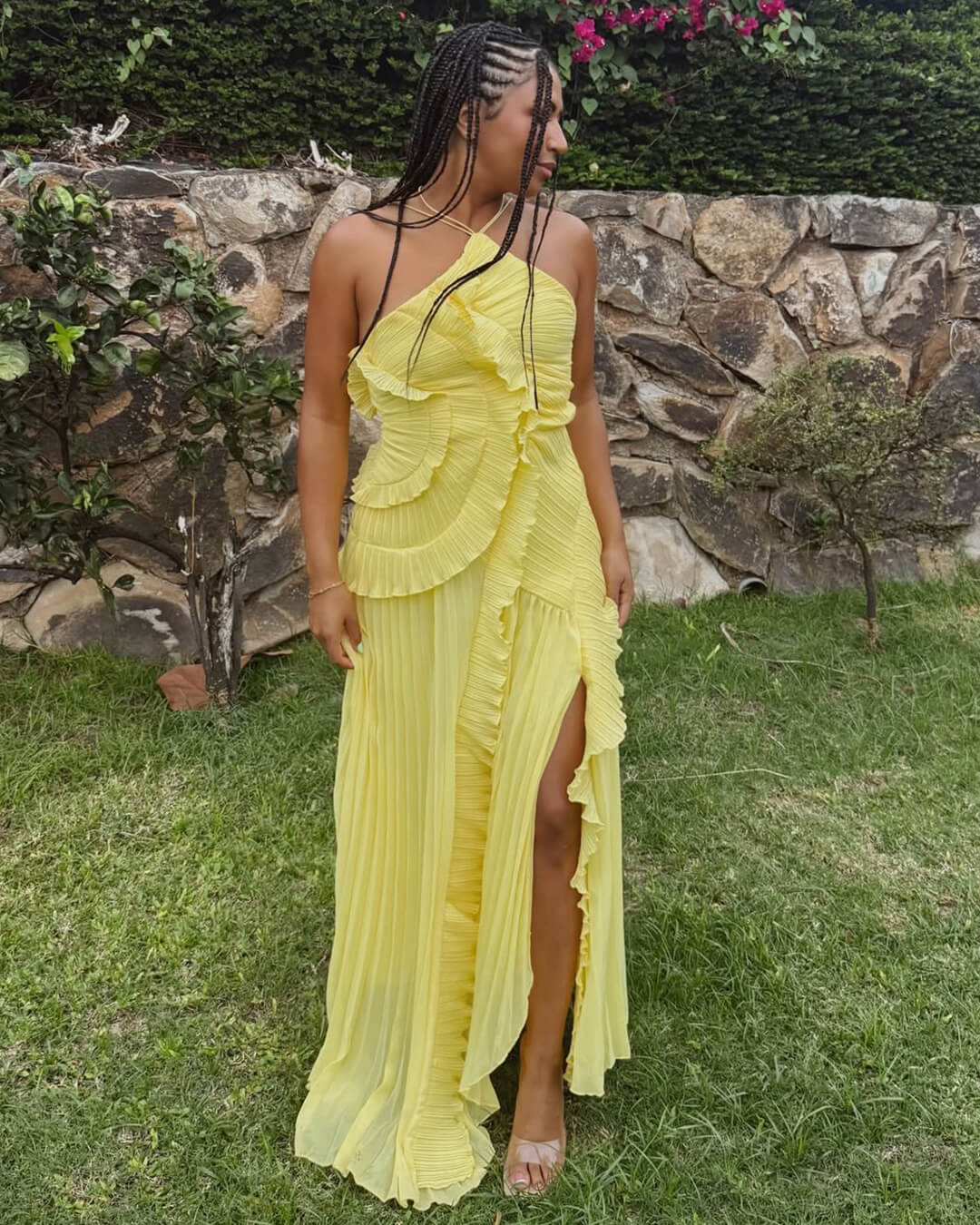 Ruffa Strap Ruffled Tule Dress in Yellow, Women's Ruffled Tulle Dress, Formal Evening Gown for Women, SOERA Ruffa Strap Ruffled Tule Dress in Yellow, Women's Ruffled Tulle Dress, Formal Evening Gown for Women, SOERA