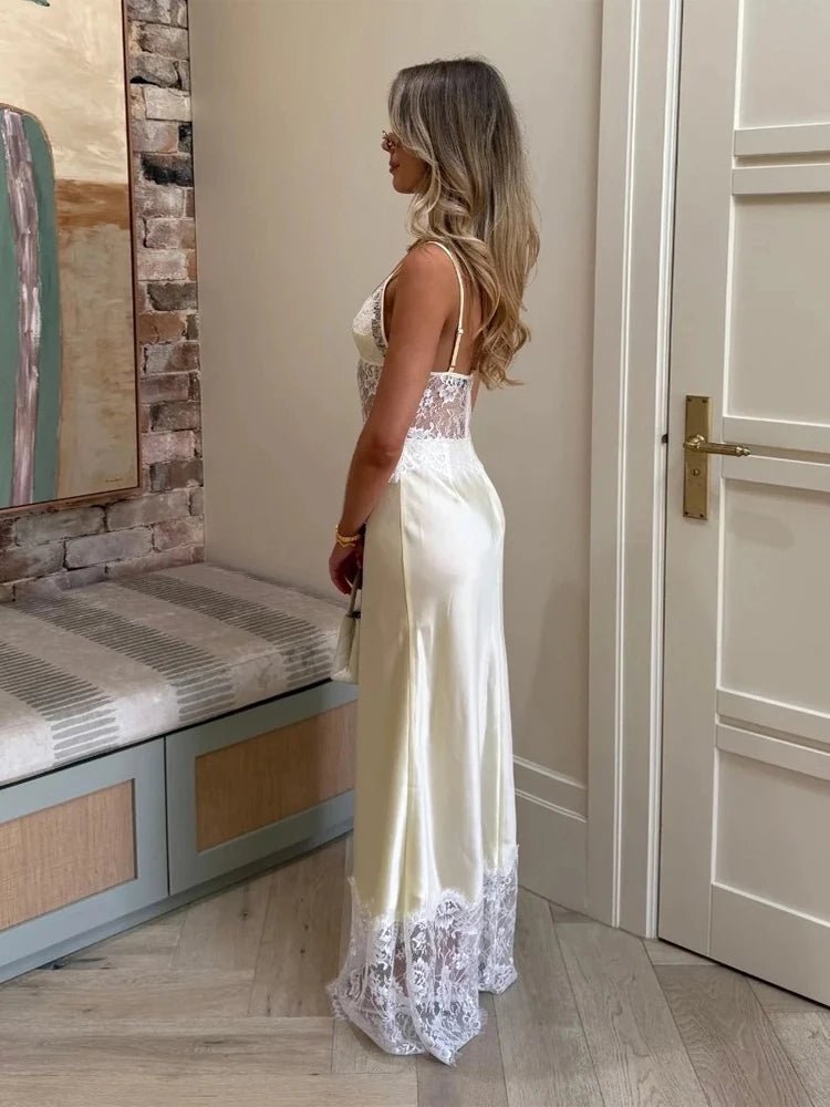 SOERA Lora Off - Shoulder Lace Satin Dress - Evening Dresses - 1005011697188415-;QM1775118758999294352 Yellow S