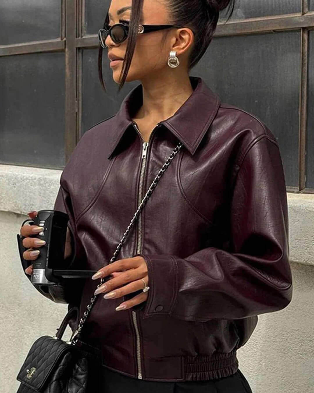 Veste à col cranté Fiona en cuir synthétique