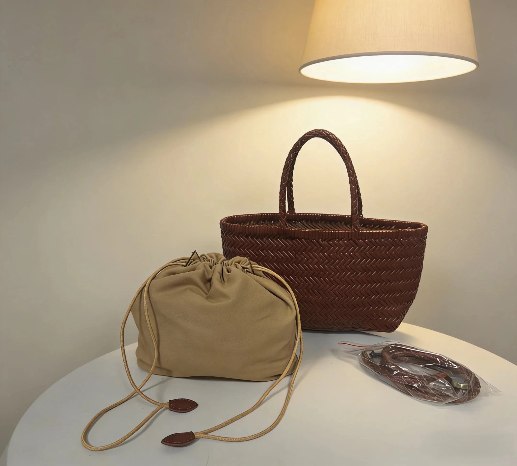 SOERA Anais Handwoven Leather Tote Bag - Handbags -  Brown