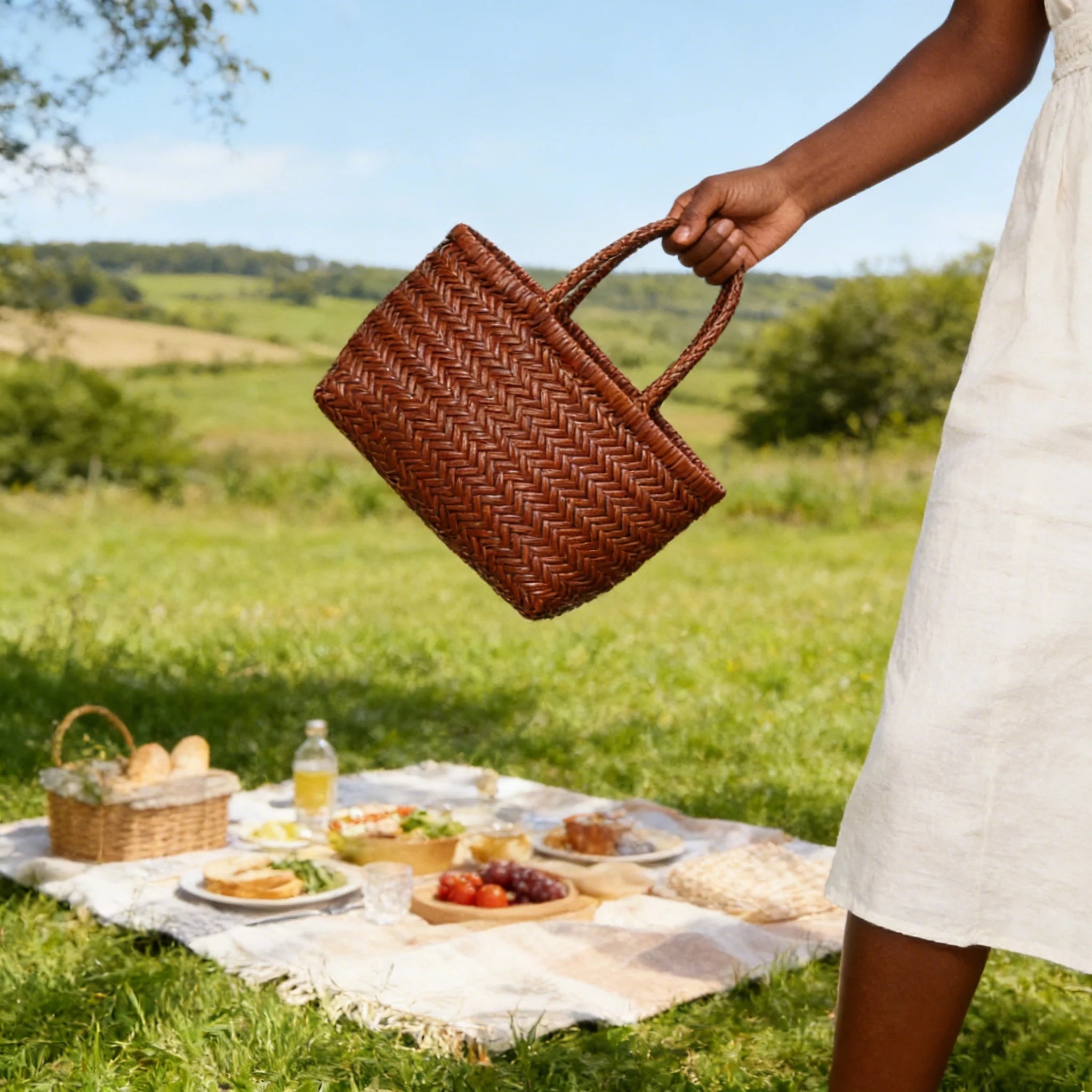 SOERA Anais Handwoven Leather Tote Bag - Handbags -  Brown