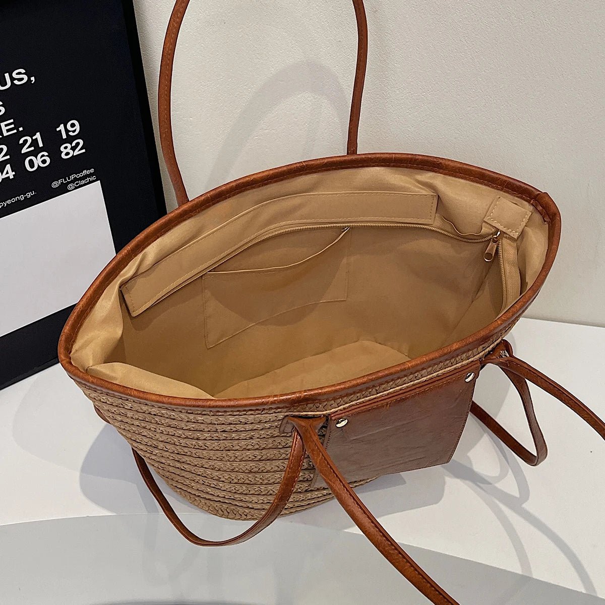 SOERA Beatrice Forest Woven Single - Shoulder Tote - Handbags -  Brown