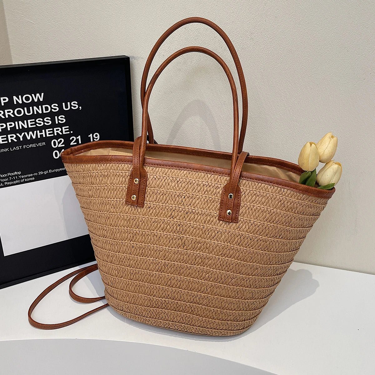 SOERA Beatrice Forest Woven Single - Shoulder Tote - Handbags -  Brown