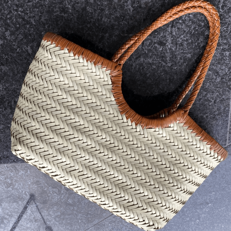 SOERA Beatrice Woven Leather Tote Bag - Handbags -  Burgundy Small