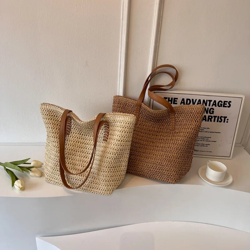 SOERA Celeste Woven Straw Beach Tote - Handbags -  Beige