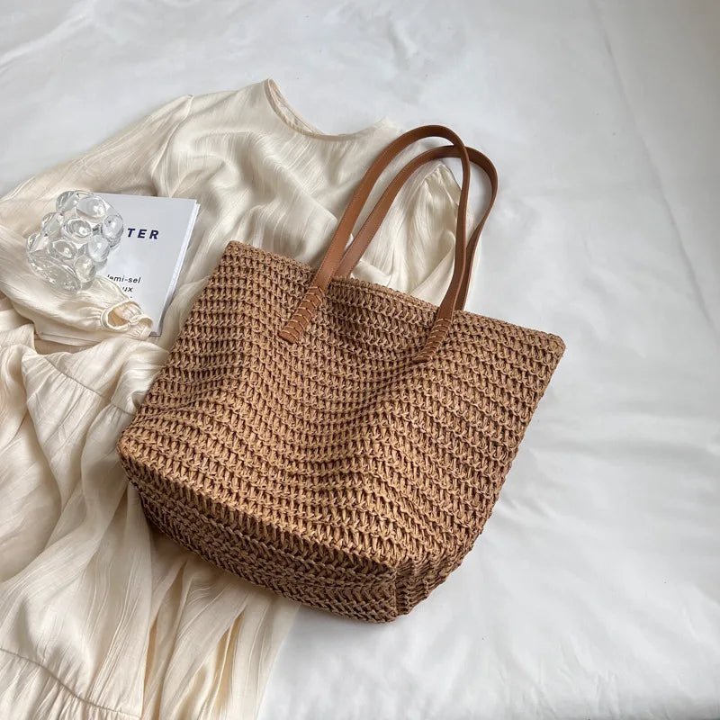 SOERA Celeste Woven Straw Beach Tote - Handbags -  Brown