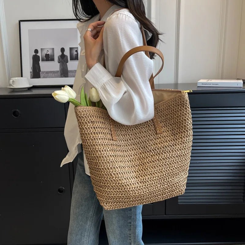 SOERA Celeste Woven Straw Beach Tote - Handbags -  Brown