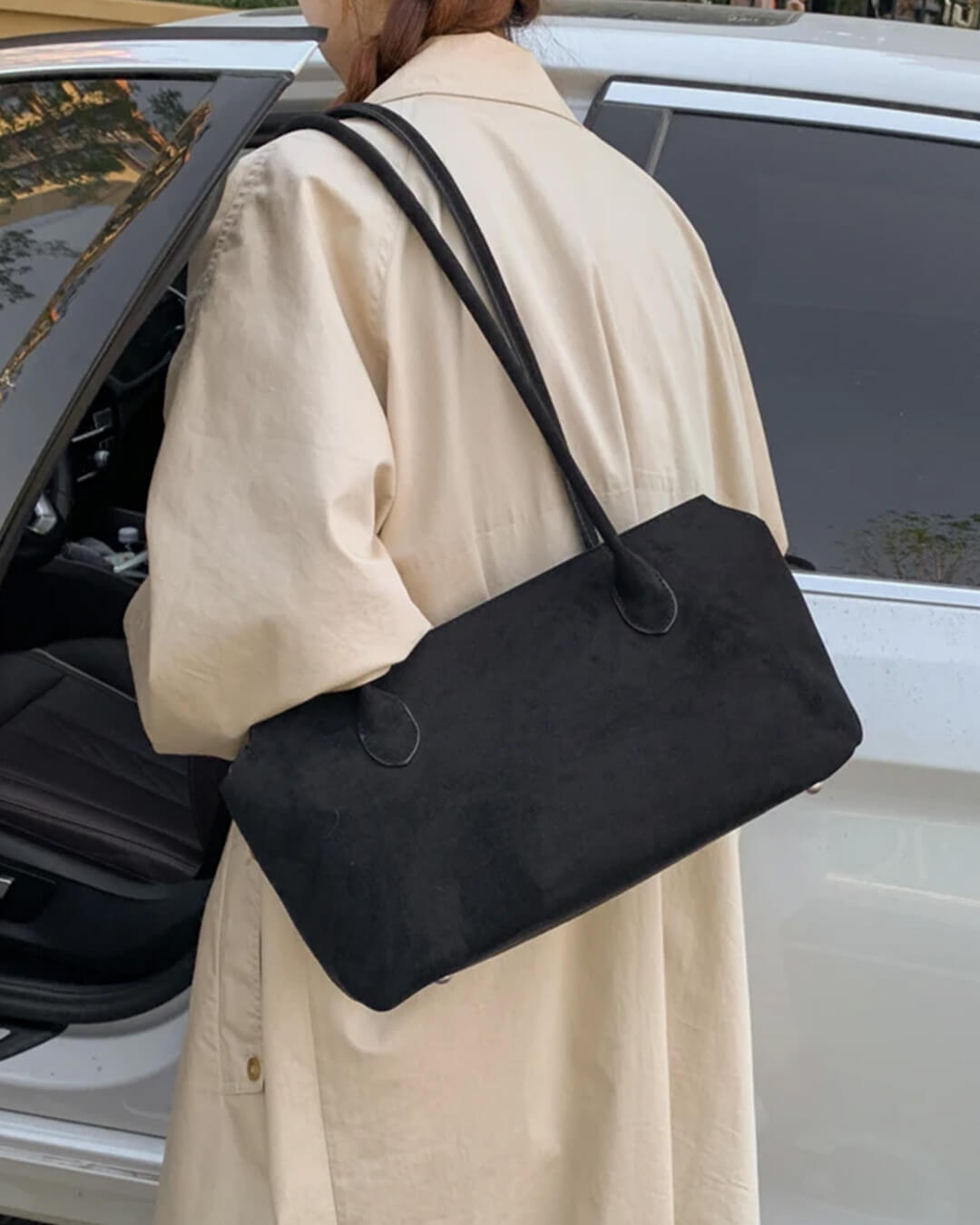 SOERA Claudine Faux Suede Shoulder Bag - for image editing - Handbags - 1005010148488406-;qe1775590141467698882 Black One Size