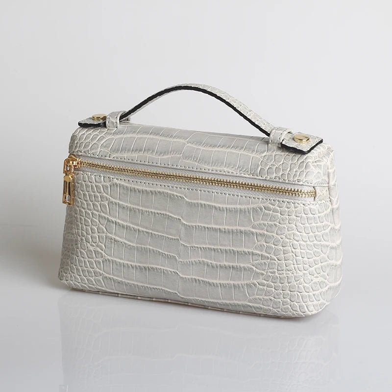 SOERA Minerva Crocodile Pattern Clutch Bag - Handbags -  Pearl White