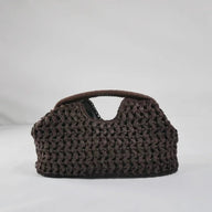 Celeste clutch van gevlochten stro met schelp