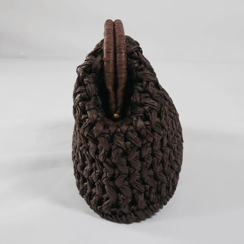 SOERA Raye Woven Straw Shell Clutch - Handbags -  Brown