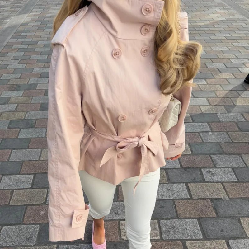 SOERA Amy Belted Trench Jacket - Jacket - SOERA-188035-1-S-31523 Pink S