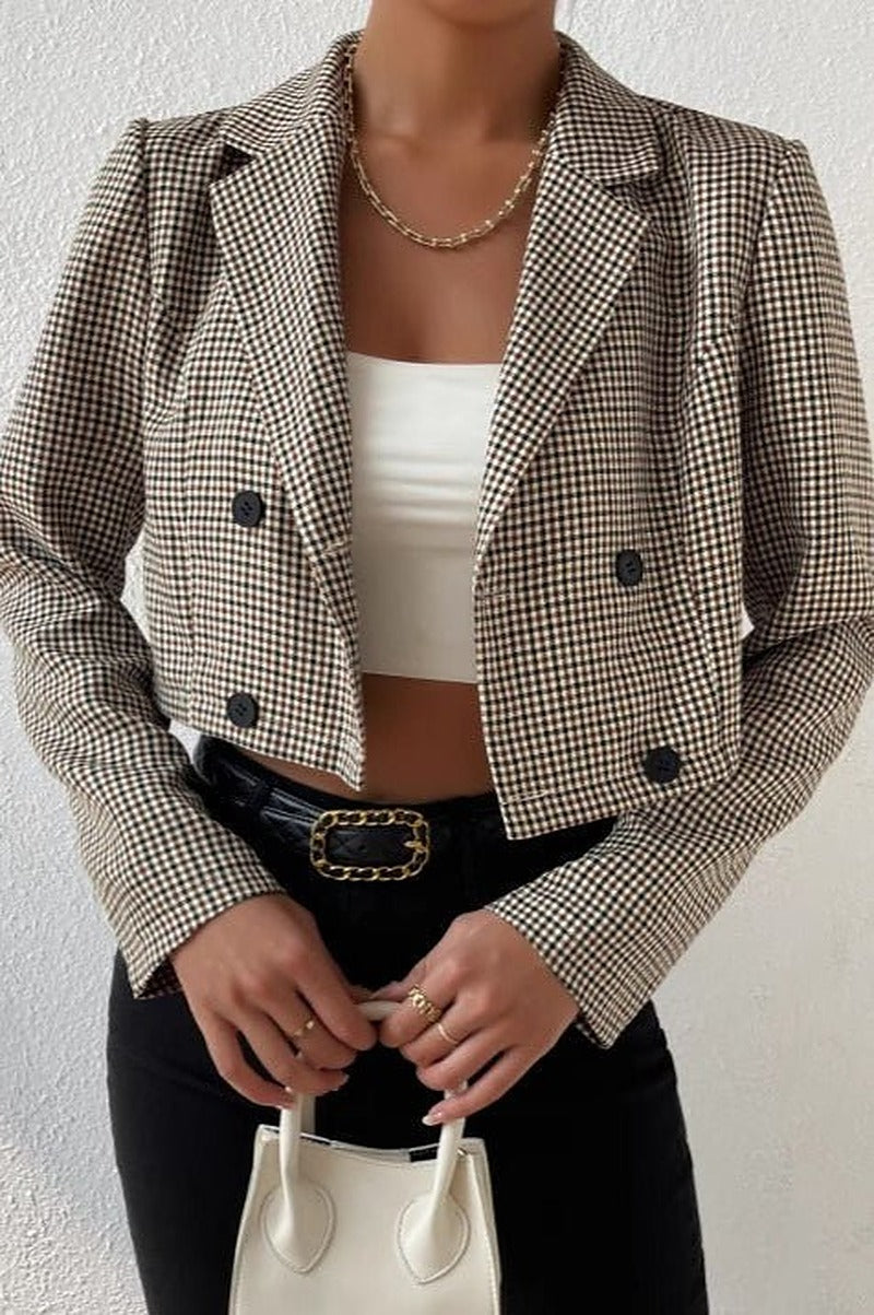 SOERA Amelia Houndstooth Cropped Blazer - Jacket -  L