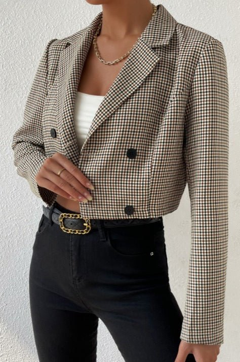 SOERA Bianca Houndstooth Cropped Blazer - Jacket -  M