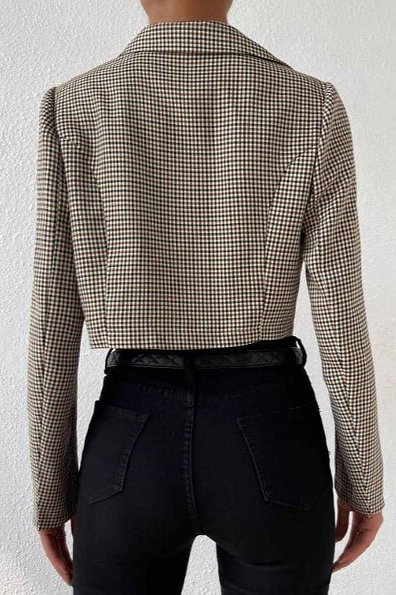 SOERA Amelia Houndstooth Cropped Blazer - Jacket -  XL