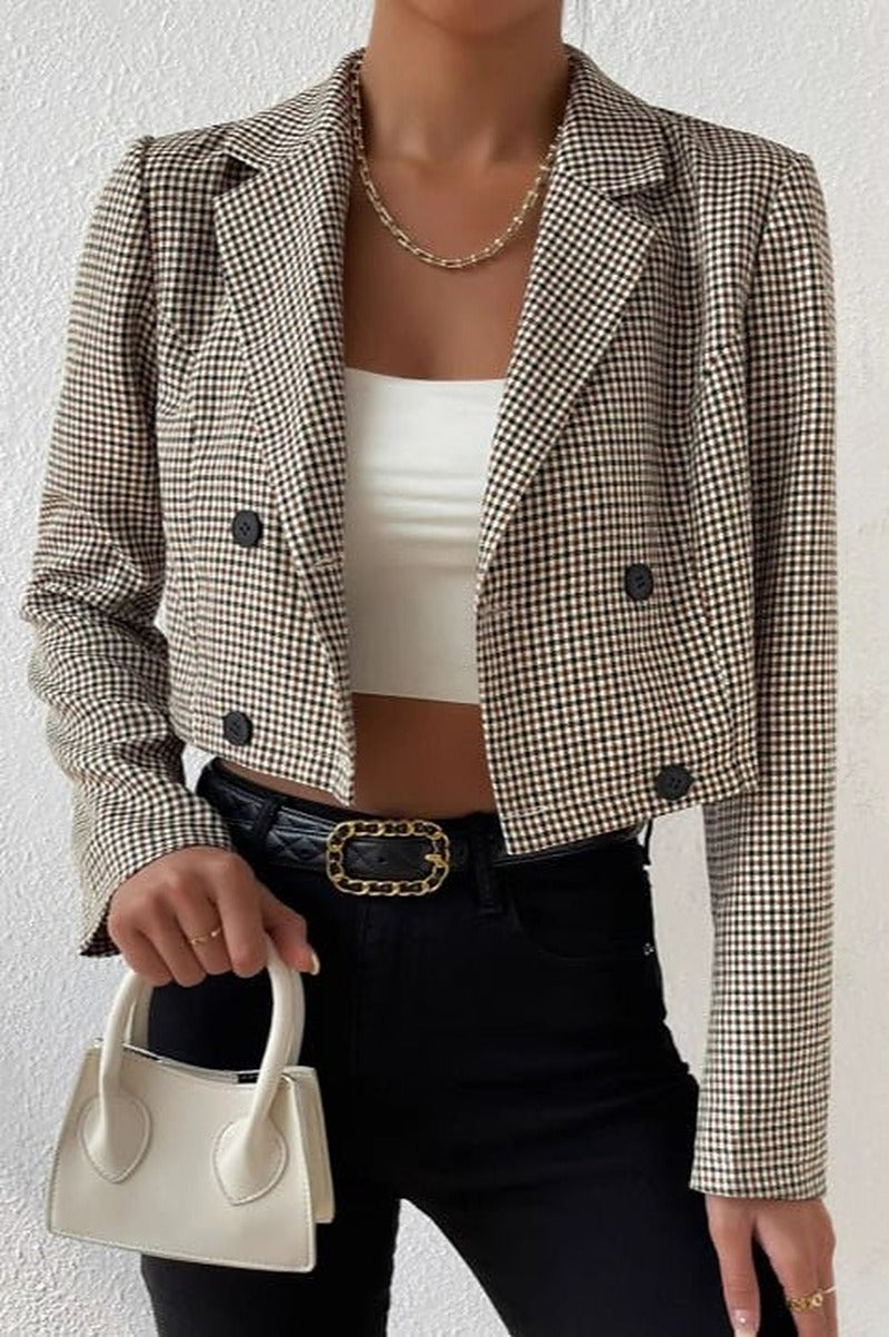 SOERA Amelia Houndstooth Cropped Blazer - Jacket -  XL