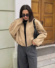 Ellie semsket oversized glidelåsjakke