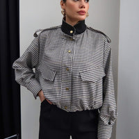 Emma magas nyakú kockás bomber dzseki