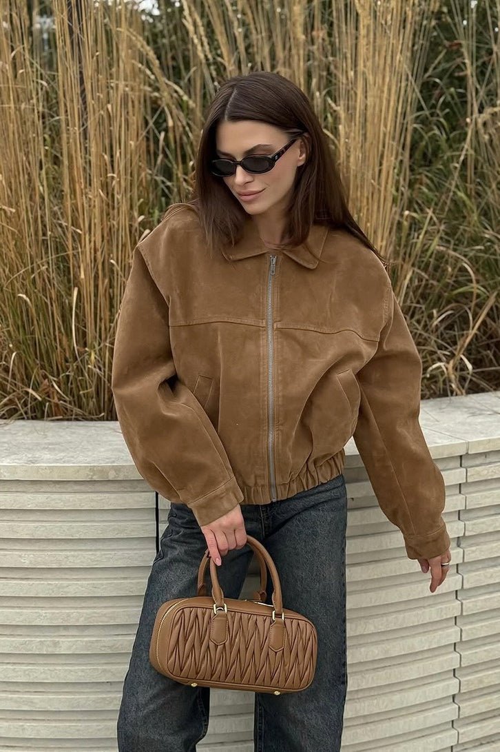 SOERA Genoveva Suede Zip Relaxed Jacket - Jacket - SOERA-418819-S-BROWN-97795 Brown S