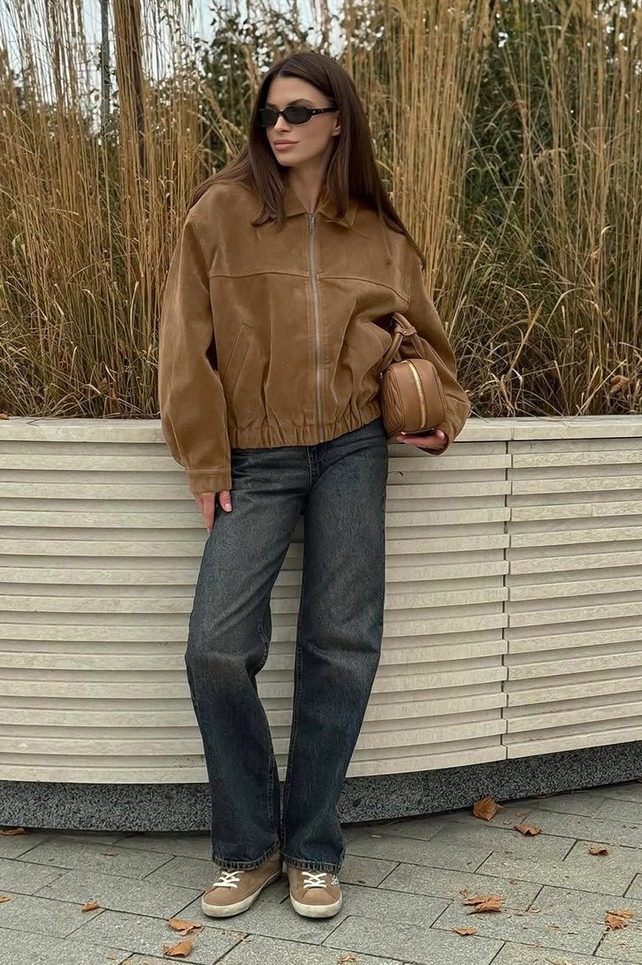 SOERA Genoveva Suede Zip Relaxed Jacket - Jacket - SOERA-418819-S-BROWN-97795 Brown S
