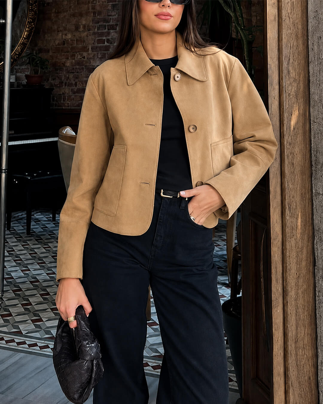SOERA Jane Faux Suede Cropped Jacket - Jacket - SOERA-913731-KHA-S-65443 S