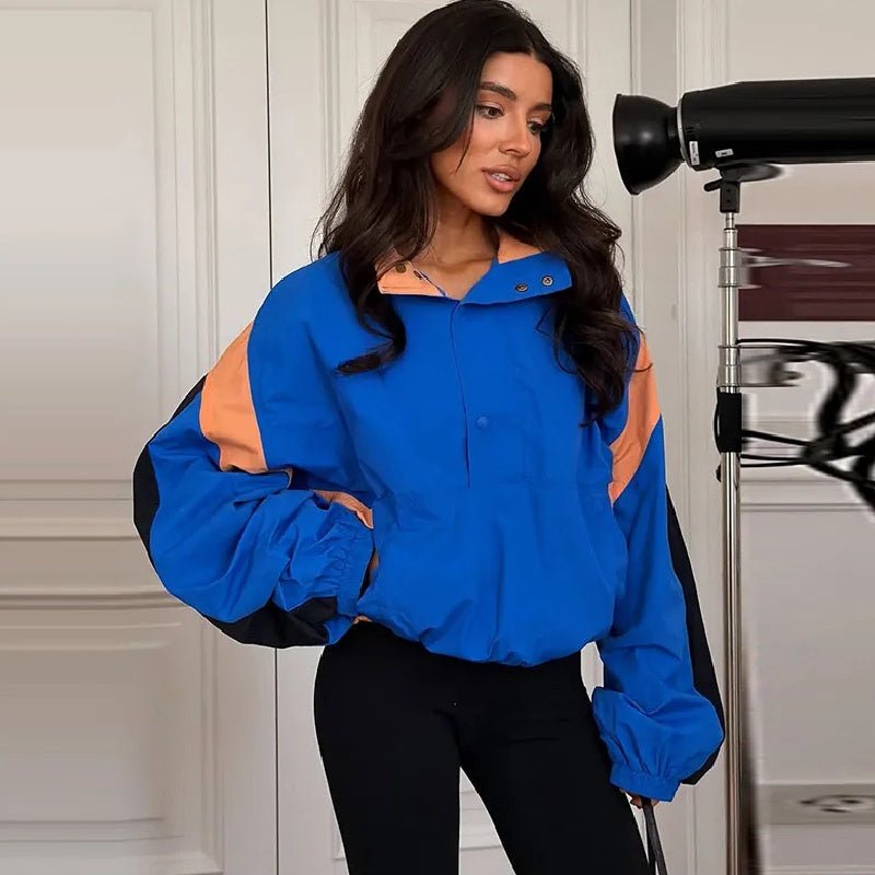 SOERA Nerea Oversized Colorblock Cropped Jacket - Jacket - SOERA-939395-DEF-OS-54950 Blue S