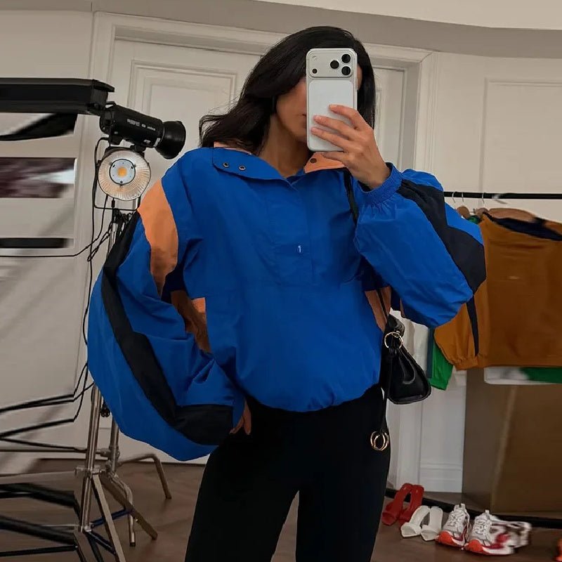 SOERA Nerea Oversized Colorblock Cropped Jacket - Jacket - SOERA-939395-DEF-OS-54951 Blue M
