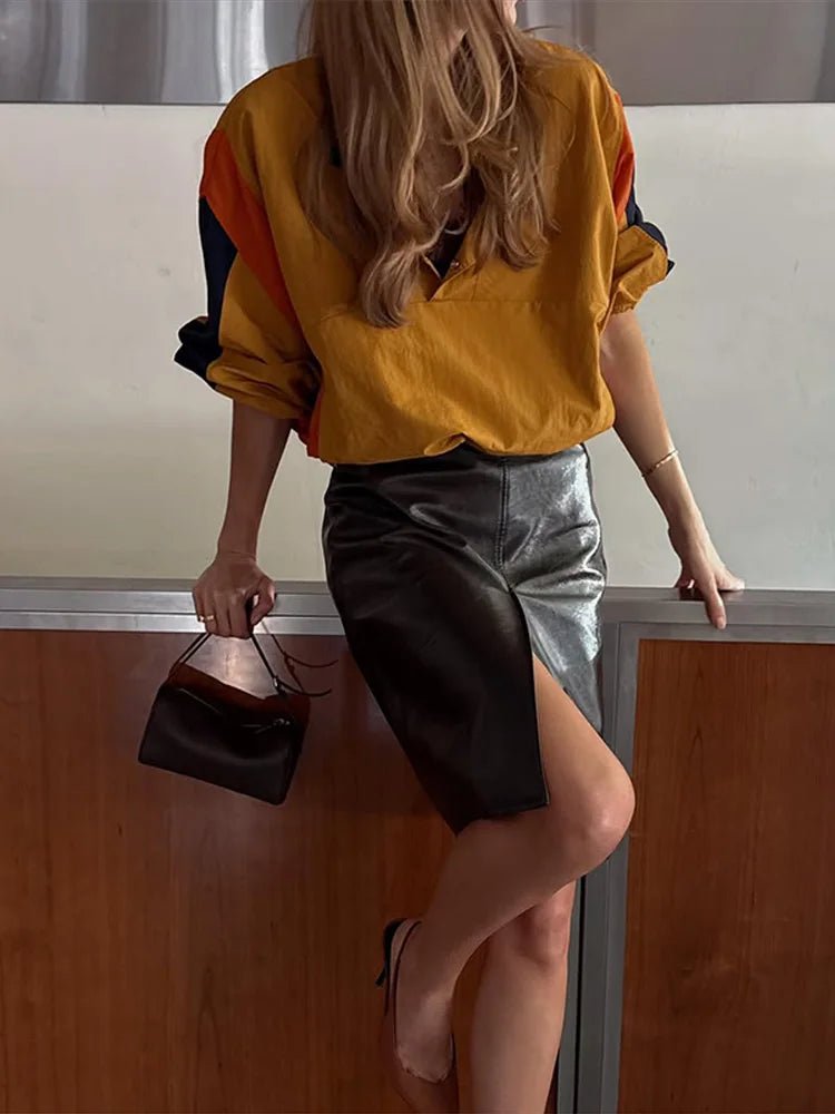 SOERA Nerea Oversized Colorblock Cropped Jacket - Jacket - SOERA-939395-DEF-OS-54952 Blue L
