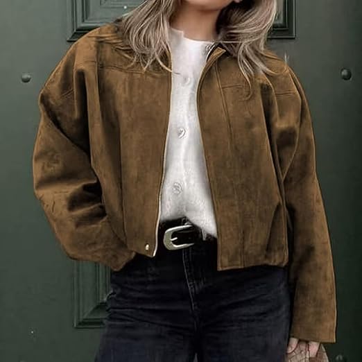 SOERA Nina Vintage Khaki Suede Jacket - Jacket - SOERA-420483-KHA-S-63203 Khaki S
