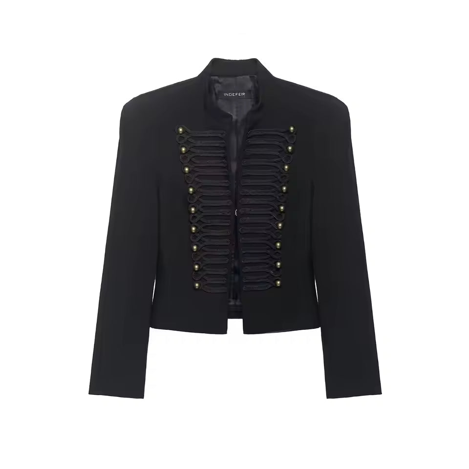 SOERA Nora Military Napoleon Leather Jacket - Jacket - SOERA-442051-B-S-00707 White S