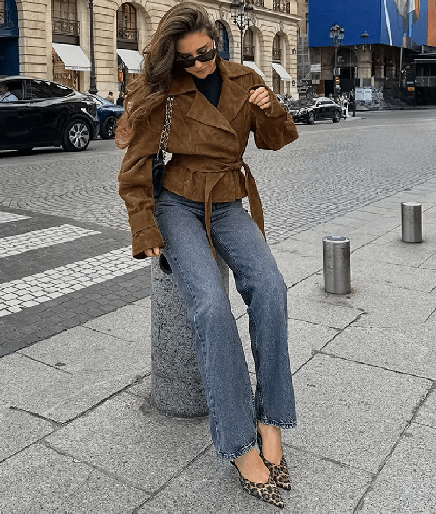 SOERA Ruth Faux Suede Belted Wrap Jacket - Jacket - SOERA-364803-BRO-L-21699 Brown L