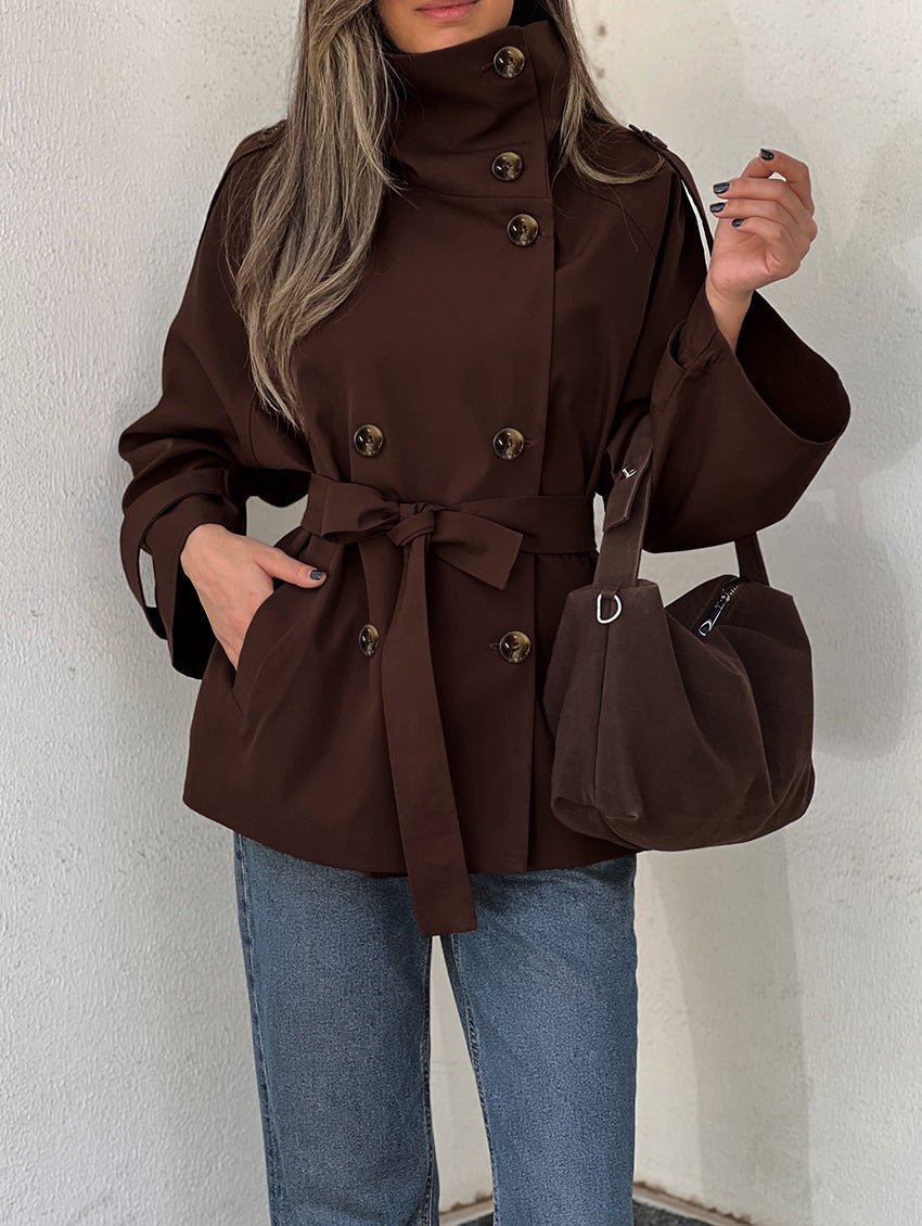 SOERA Aida Lace - up Cropped Trench Coat - Jackets - gH1770383550827299163 S