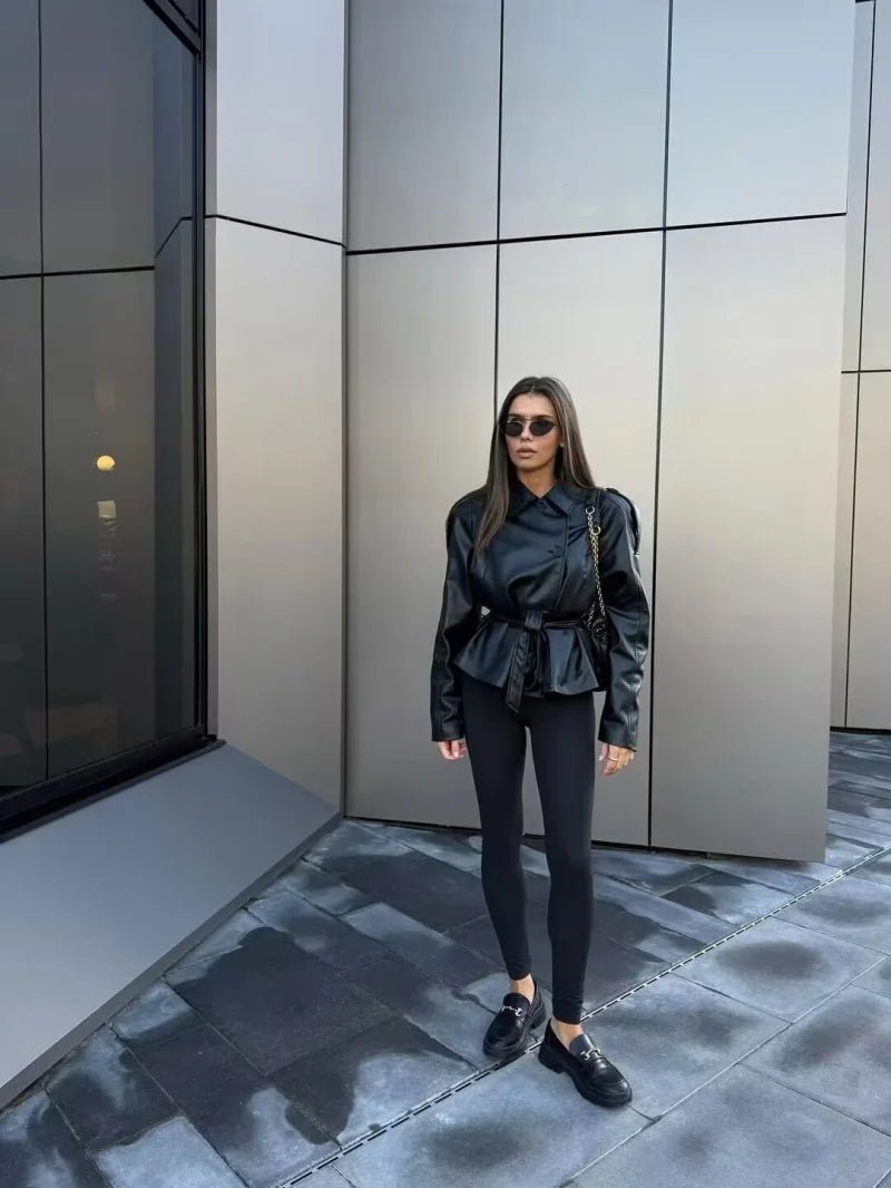 SOERA Alma Faux Leather Short Trench Coat - Jackets - 1005010089912037-;EI1773374038511231773 M