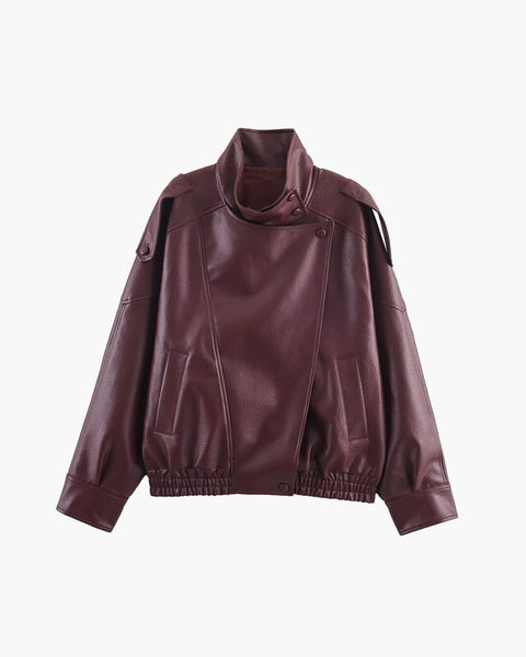 The Nyxara Reversible Hooded Orange Leather Jacket