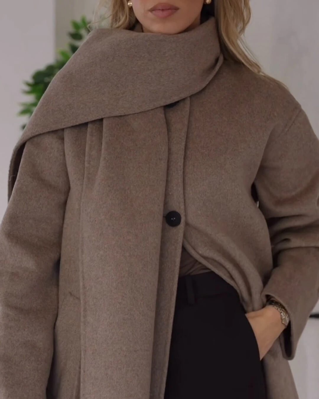 SOERA Cecille Faux Wool Coat with Scarf - Jackets - 3256810062410555-;tL1763625123197649980 Brown M