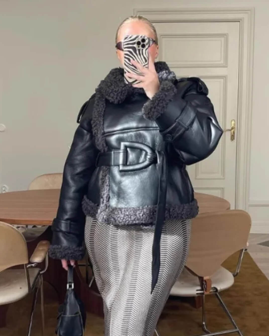 SOERA Cora Short Belted Faux Leather Jacket - Jackets - 3256808035558765-;Wr1765388039760337864 Black S