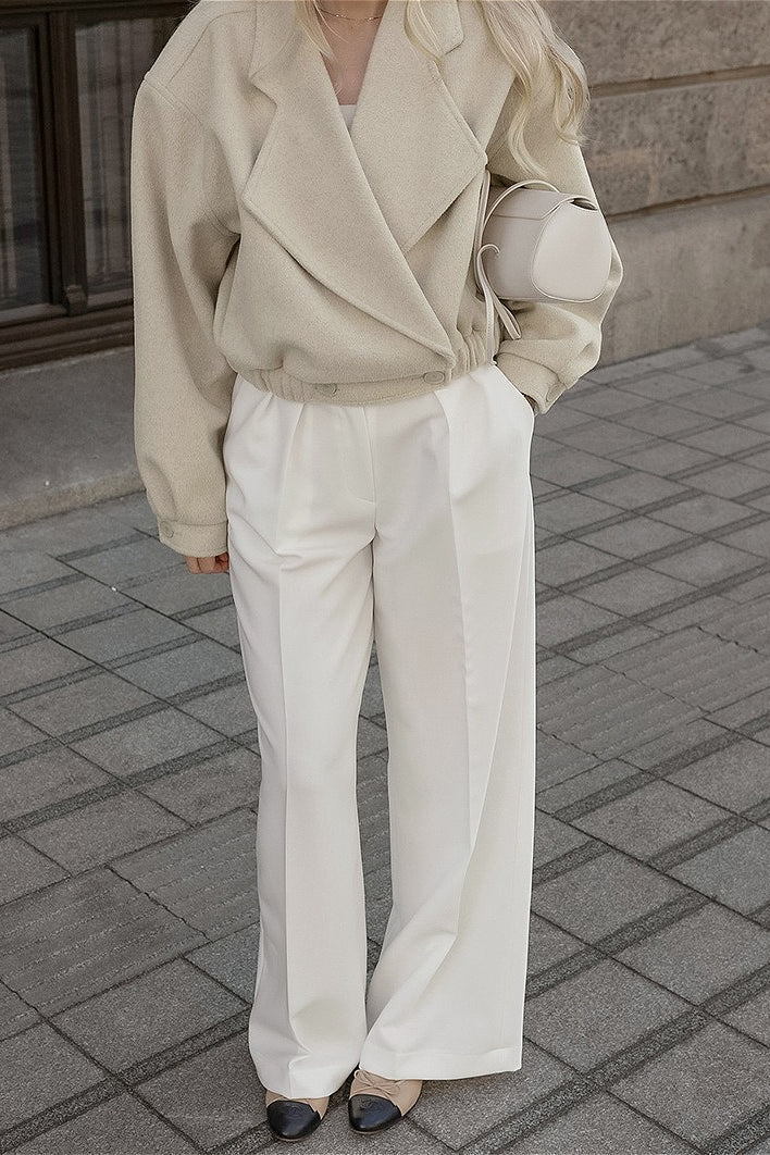 SOERA Courtney Lapel Elastic Waistband Coat - Jackets - xr1775497793865424924 Beige L