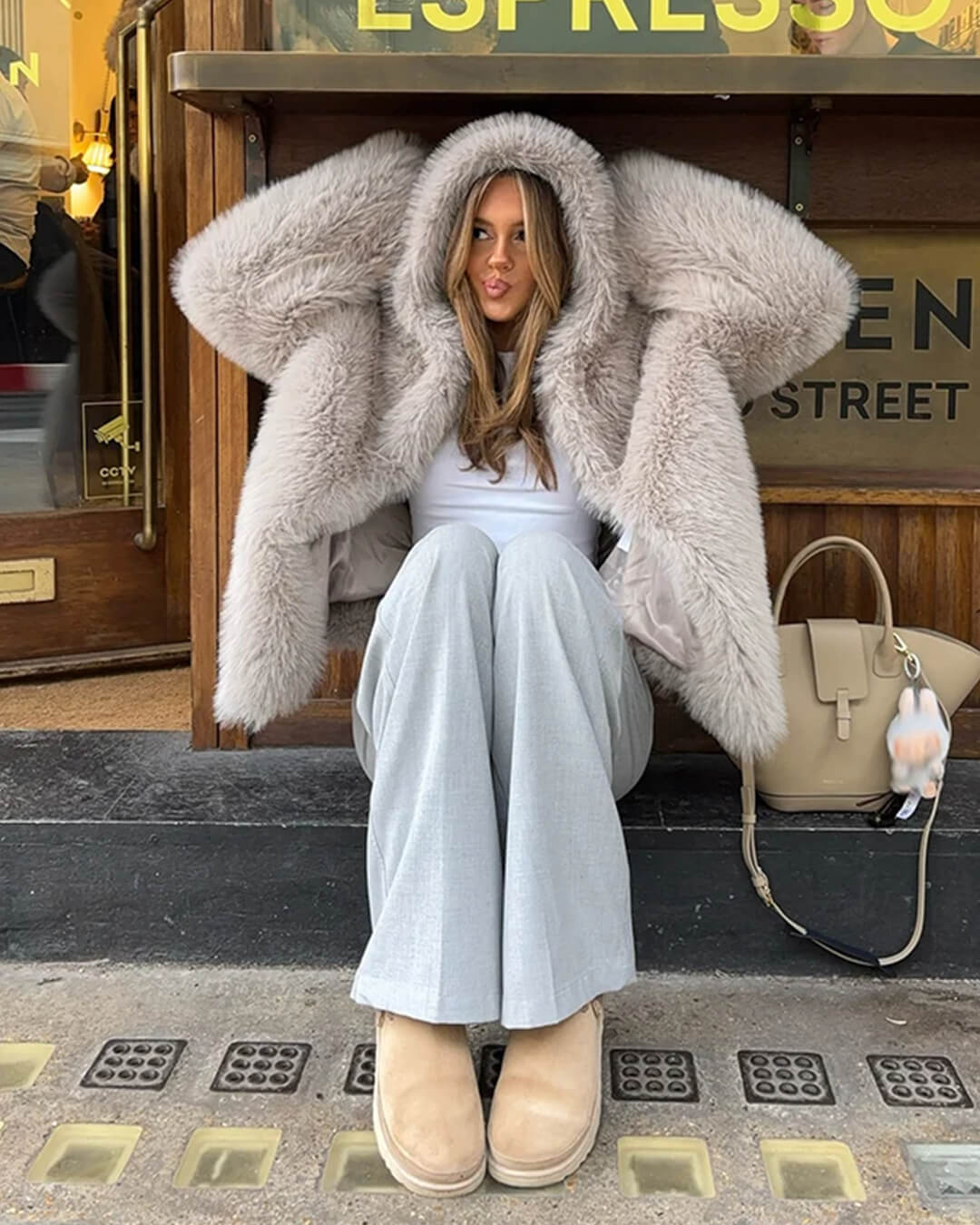 SOERA Dana Faux Fur Hooded Jacket - Jackets - 3256810231099988-;Bh1766554850638275882 L Light Gray